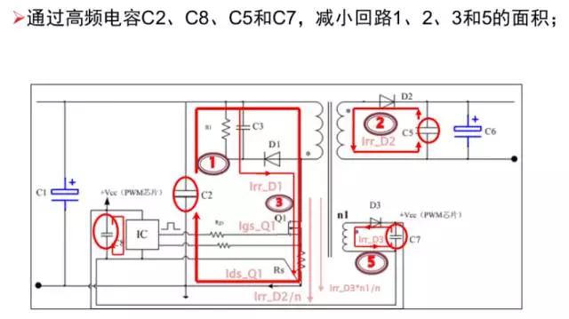 電源適配器利用高頻電容，減少回路面積